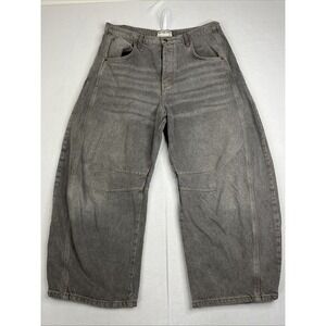 Free People We The Free Lucky You Mid Rise Barrel Jeans Faded Black Size 31 EUC